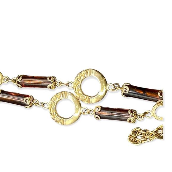 Sarah Coventry goldtone brown gems with removable lariat necklace - Picture 5 of 14